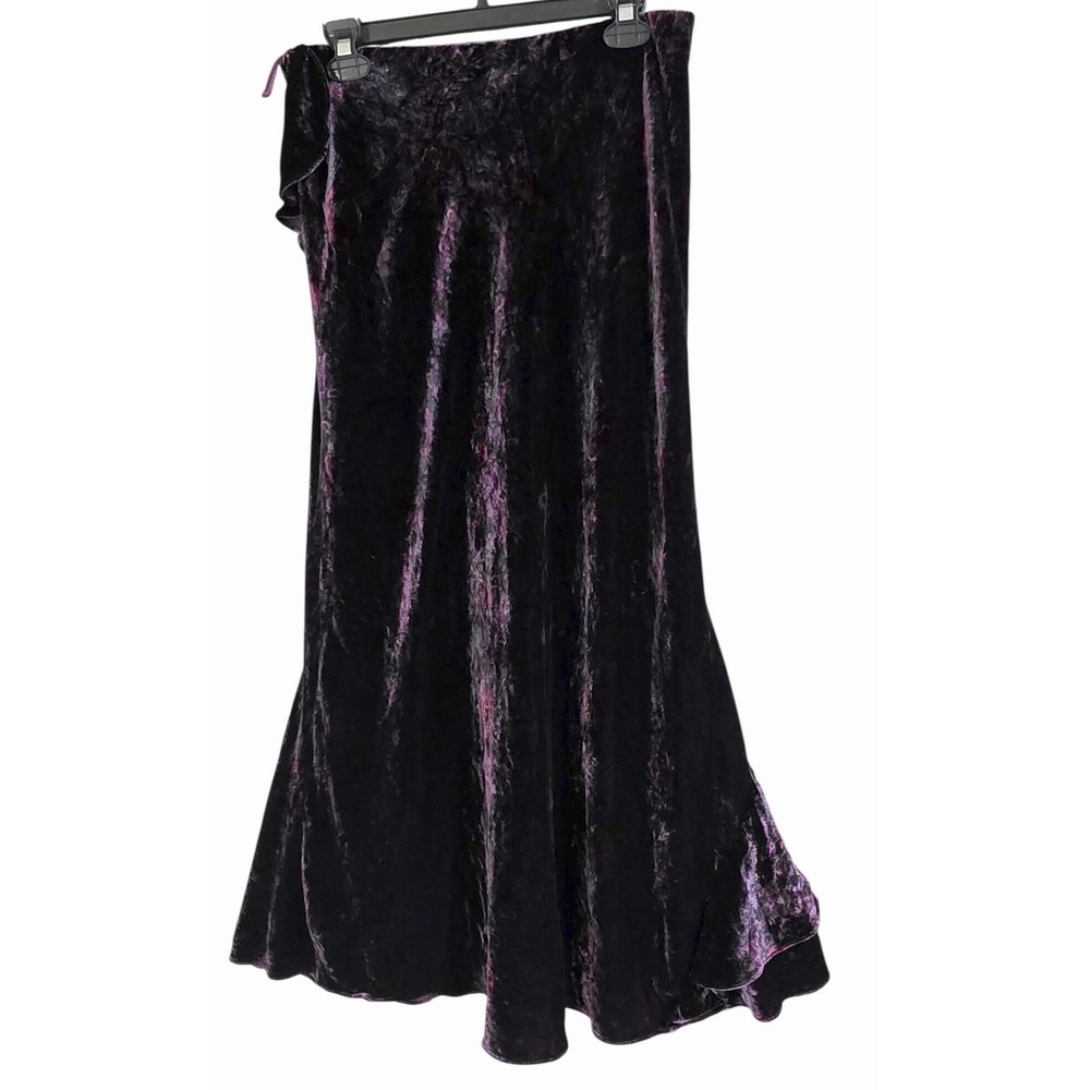 Lauren Ralph Lauren Velvet Midi Skirt Womens 8 Purple Silk No Forsale - Picture 6 of 10